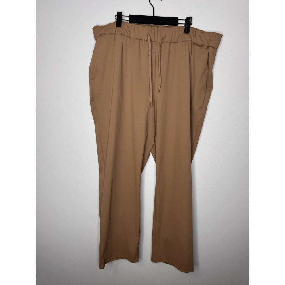 Hilary Radley Women’s 4-Way Stretch Pull-On Pants Mid Rise Slim Leg Tan